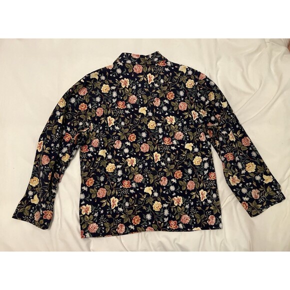 NEW IDENTITY Over shirt Blazer Floral Women’s Size Medium 100% Cotton - Picture 5 of 9